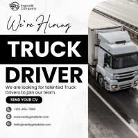 Black and White Modern We`re Hiring Truck Driver  Facebook Post template