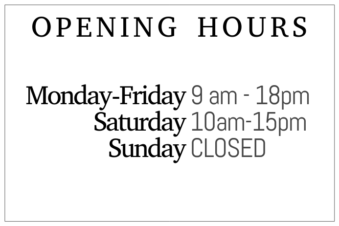 Copy of Black and white opening hours simple templale Copy of Black and white opening hours simple templale