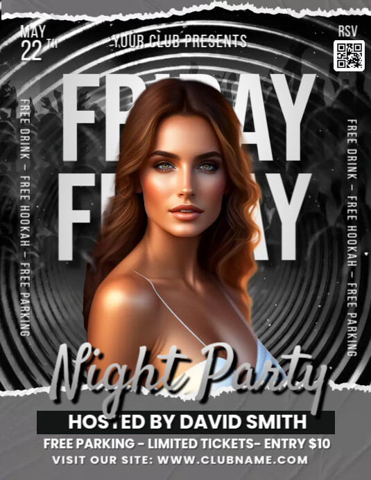 Black and White Party Poster Template PosterMyWall