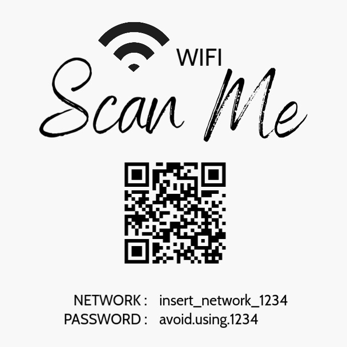 Copy of black and white printable wifi code scan temp | PosterMyWall
