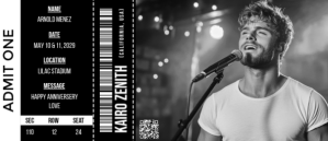 Black and White Professional Concert Ticket Pass Envelopes template