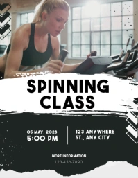 Black And White Spinning Class Grunge Flyer template