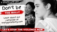 Black and White Stop Bullying Facebook Cover Video Template