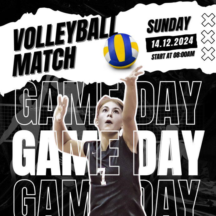 Copy of Black and White Volleyball Match | PosterMyWall