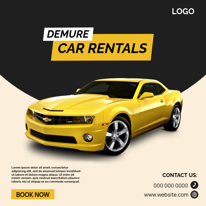 black and yellow car rental instagram post Instagram-bericht template