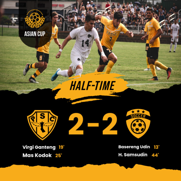 Copy of Black and Yellow Creative Half-Time Score Football Match ...