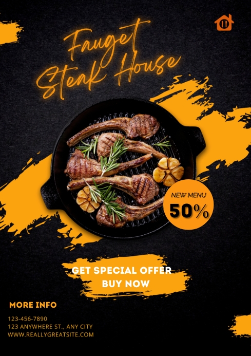 Black and Yellow Creative Restaurant Promotio Template | PosterMyWall