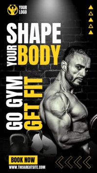 Black And Yellow Fitness and Gym Flyers Instagram Story template