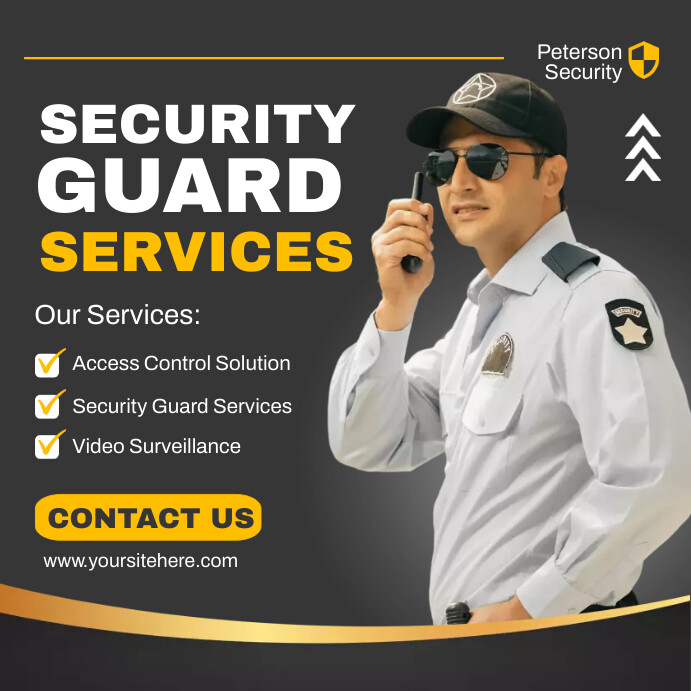 Black and Yellow Security Guard Services Post Template | PosterMyWall
