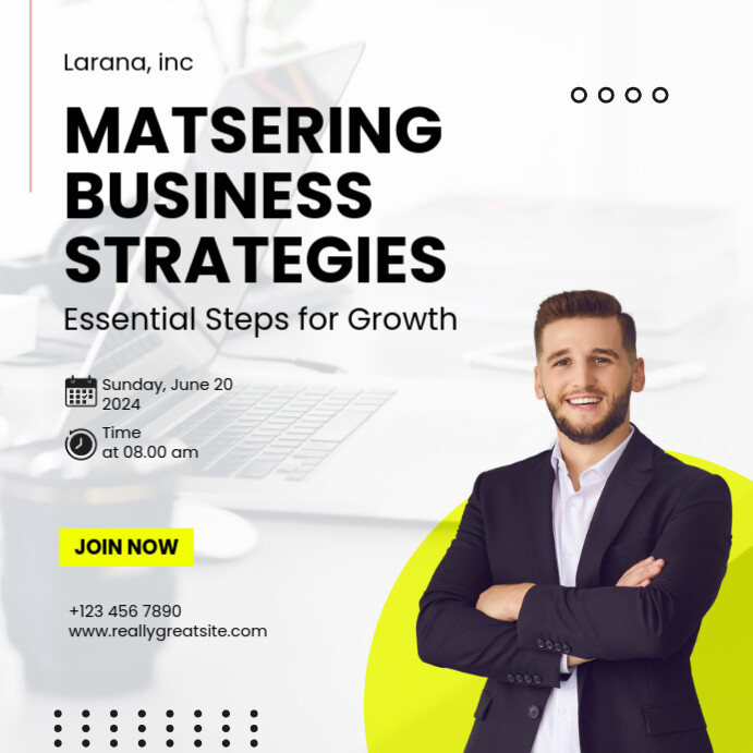 Black and Yellow Simple Webinar Event Instagram Post Instagram-Beitrag template