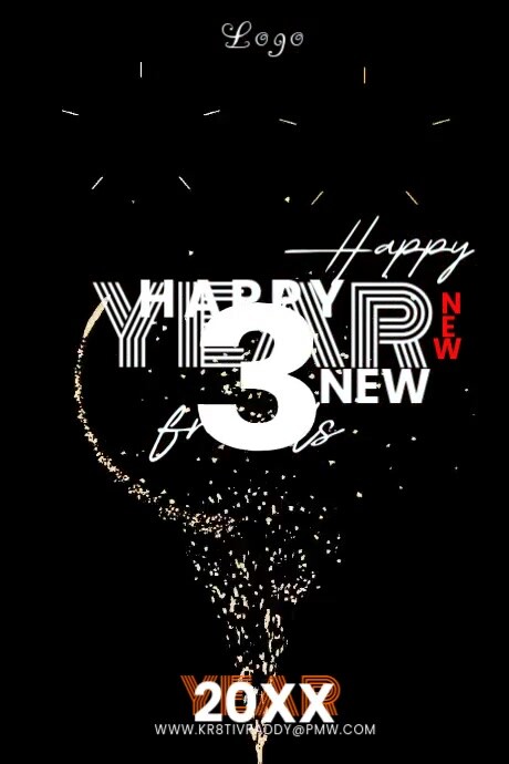 Black Animated Happy New Year Story Poster Template | PosterMyWall