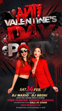 Black Anti Valentine's Day Party Instagram Story Video template