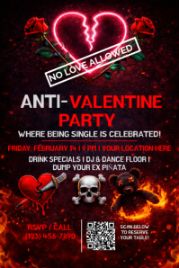 Black Anti-Valentine's Day Party Poster template