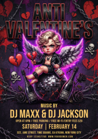 Black Anti-Valentine's Party A4 template