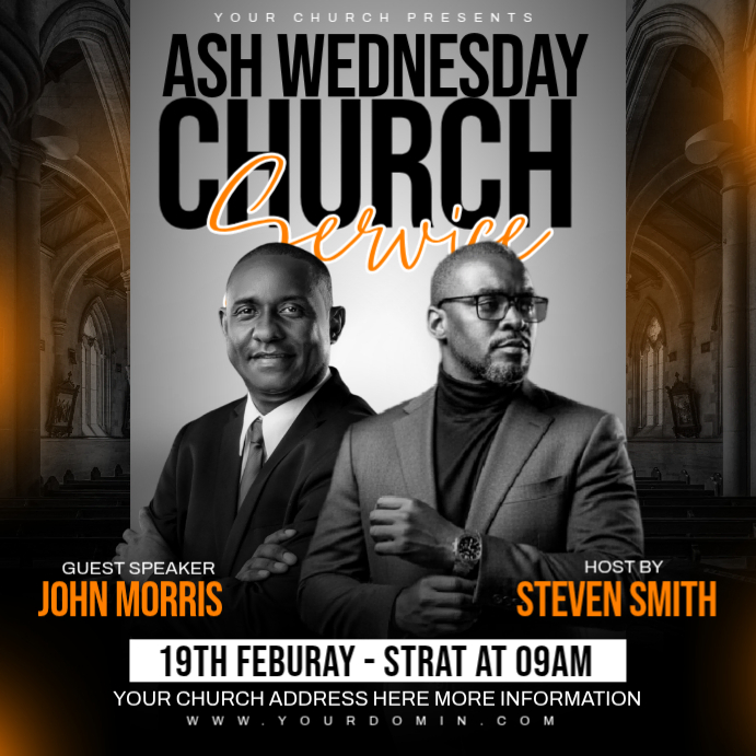Ash Wednesday Church Service Template | PosterMyWall