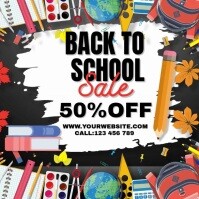 Black Back to school sale Template Publicação no Instagram