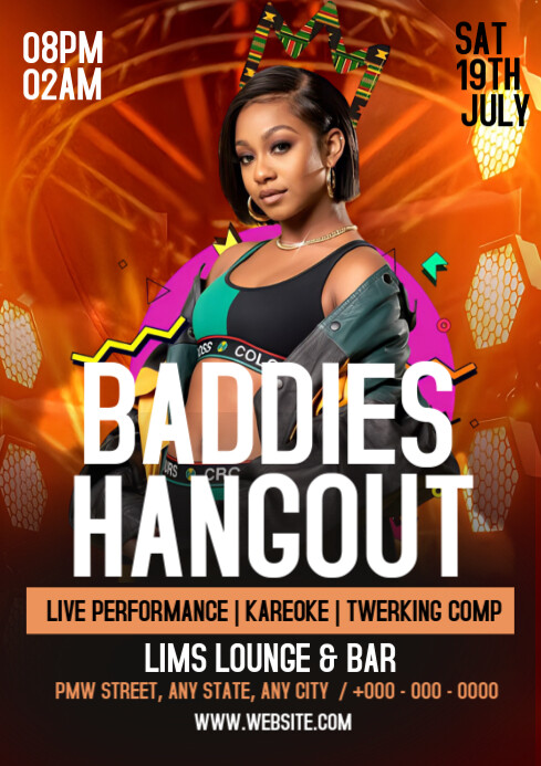 Black Baddies Hangout/ Club Event Flyer/ Party Flyer/ Ladies Party  A4 template