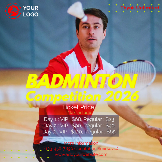 Black Badminton Instagram Post Modelo | PosterMyWall
