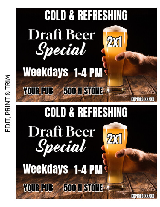 Black  Bar Special Beer Ad Flyer (us Letter) Pamflet (VSA Brief) template