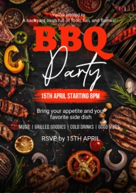 Black  Barabecue Party A1 template