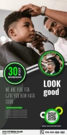 Black  Barber Hair Cut  Roll Up Banner 3' × 6 template