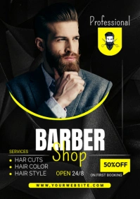 Black Barber Shop A4 template