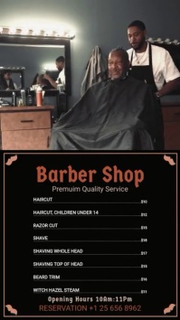 Black Barber Shop Menu Digital Video Display template