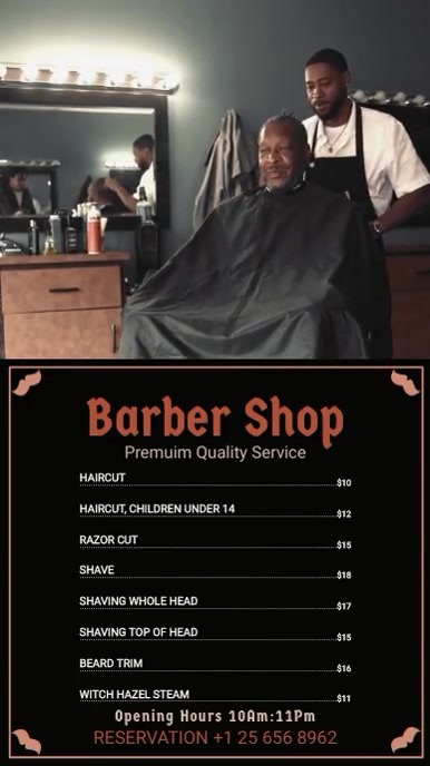 Black Barber Shop Menu Board Template | PosterMyWall