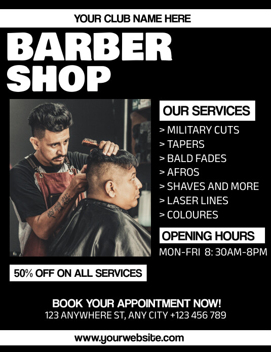 Black Barbershop Poster Template  Flyer (us L