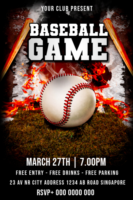 Baseball Game Event Posters Template | PosterMyWall