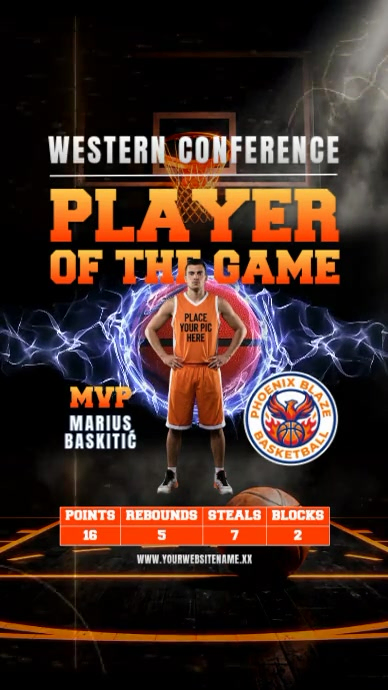 Copy of Black Orange Basketball MVP Player Recognition Vertical Digital ...