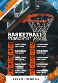 Black Basketball Season Schedule A4 template
