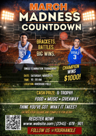 Black Basketball Tournament A6 template