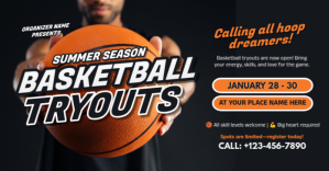 Zwart Basketball Tryouts Isithombe Esabiwe ku-Facebook Template