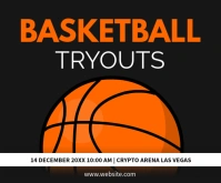 Black Basketball Tryouts Template Medium Rect