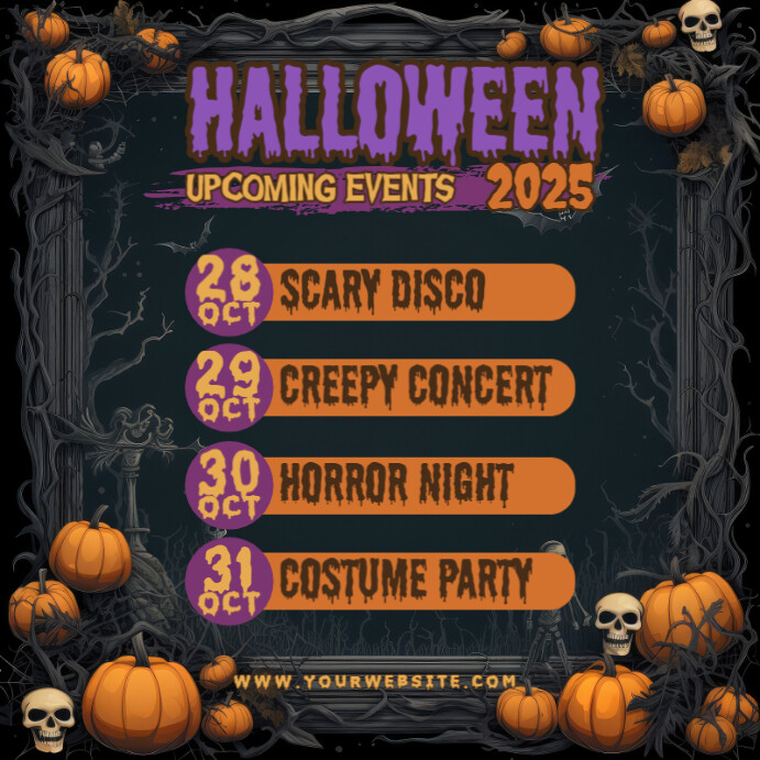 Black Berbasis Daftar Halloween Schedule Pos Instagram Template ...