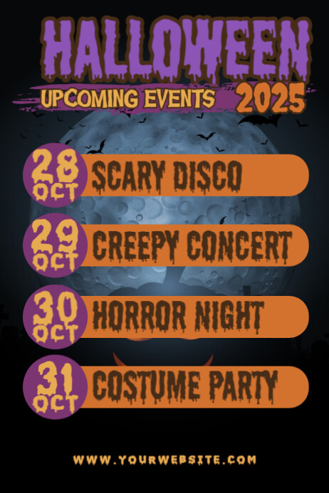 Black Berbasis Daftar Halloween Schedule Poster Template | PosterMyWall