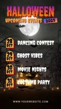 Black Berbasis Daftar Halloween Schedule Reel Instagram template