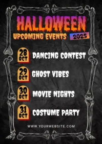 Black Berbasis Daftar Halloween Schedule Templat A2 template