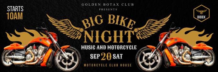 Black Bike Night Event 2'x6' Banner Template