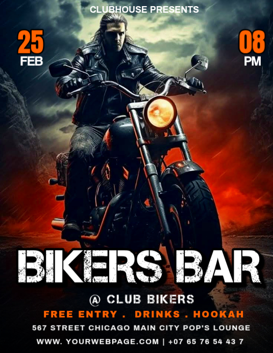 Black Biker Bar Event Flyer Template | PosterMyWall