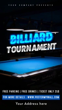 Black  Billiard Tournament Digital Display (9:16) template