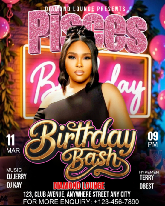 Black Birthday Bash Instagram Portrait Template | PosterMyWall