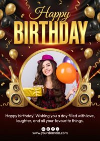 Black Birthday Celebration A6 template
