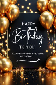 Black Birthday Celebration Poster template