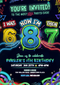 Black Birthday Party A4 template