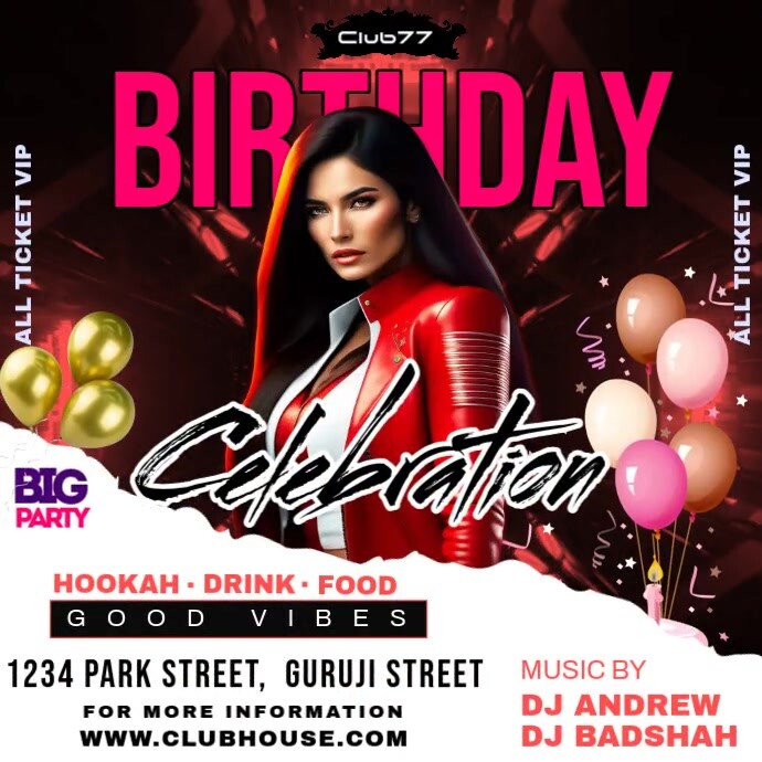 Black Birthday Party Instagram Post template
