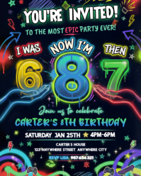 Black Birthday Party Invitation Instagram Portrait template