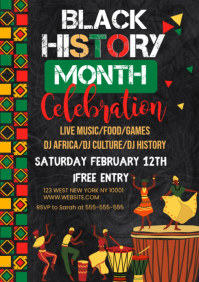 Black Black History Month Celebration A4 template