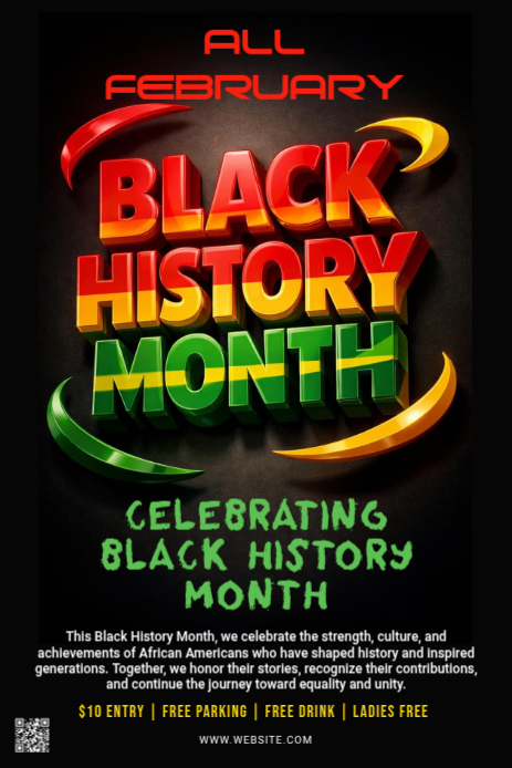 Plantilla de Black Black History Month Celebration Pinterest Graphic ...